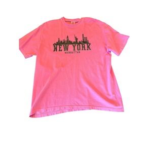 Comfort Colors New York Manhattan Skyline Graphic T Shirt Pink 2XL